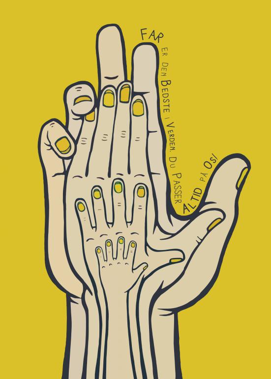 4 Hænder - FAR - plakat gul