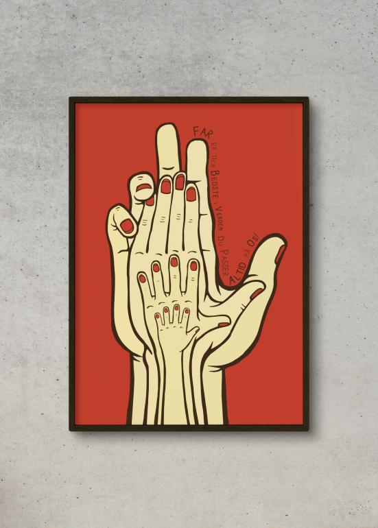 4 Hænder - FAR - plakat rød eks