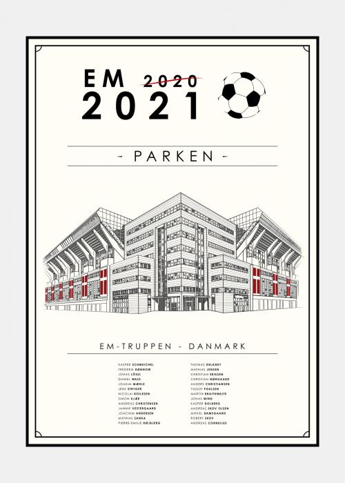 EM-Truppen-Fodbold-2021-plakat i ramme