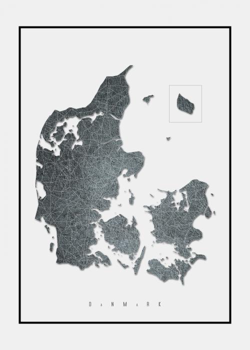 Danmark i beton plakat i ramme