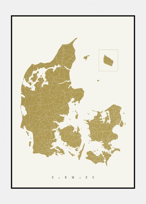 Danmark i pap plakat i ramme