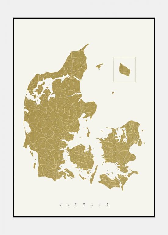 tåbelig Rosefarve Kronisk Danmarkskort plakat med pap struktur - KØB HER - PosterMoon