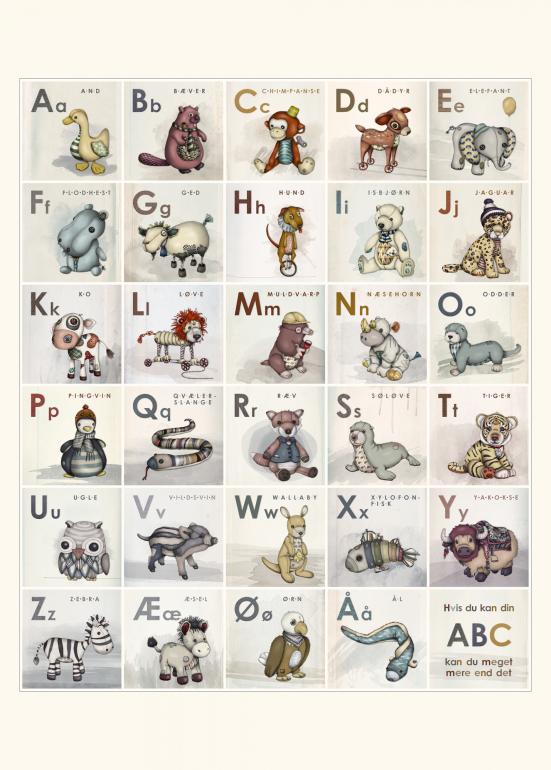 Flourish Tilslutte klud PosterMoon – ABC Plakat med alfabetdyr – KØB HER