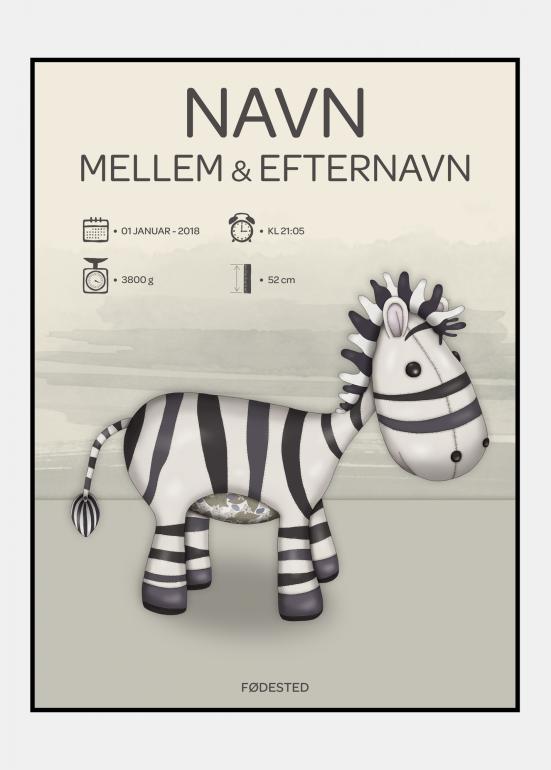 Personlig plakat - Zebra i ramme