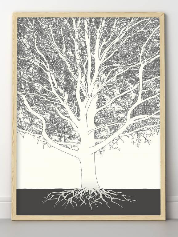 Træ grå plakat eksempel